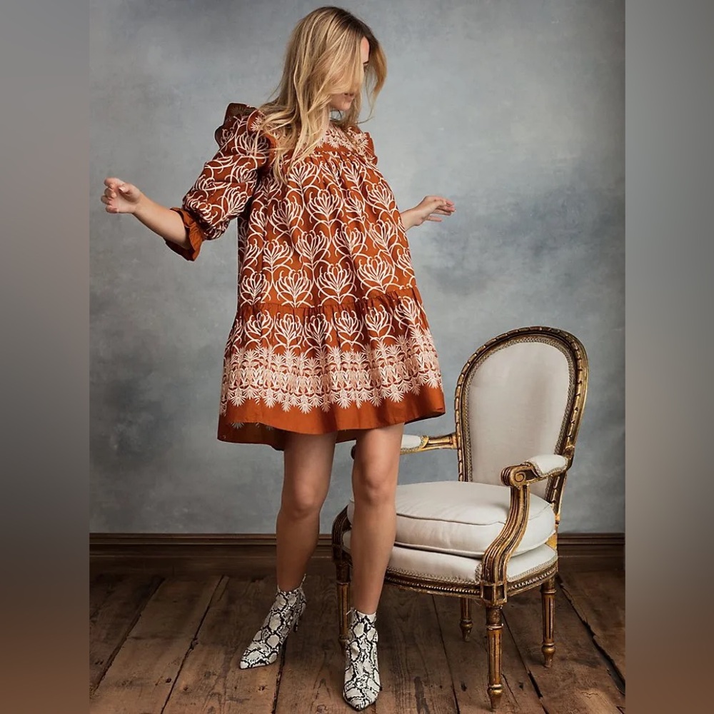 Happy X Nature by Kate Hudson Misty Ruffle Printed Dress, Size Small